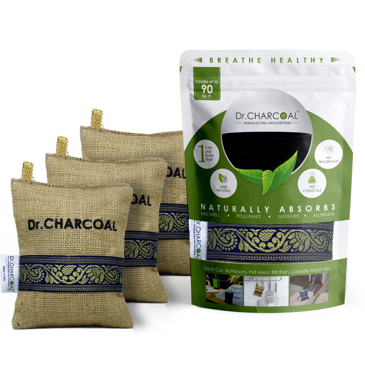 Dr. Charcoal - Car Air Purifier - Removes Bad smell & Pollutants