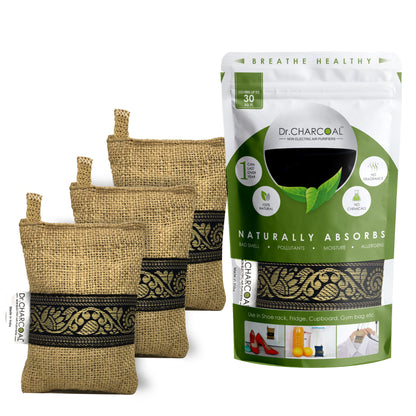 Air Purifier Bags to Deodorize & Dehumidify Wardrobe, Fridge & Shoe Rack (75g)