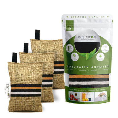 Air Purifier Bags to Deodorize & Dehumidify Wardrobe, Fridge & Shoe Rack (75g)